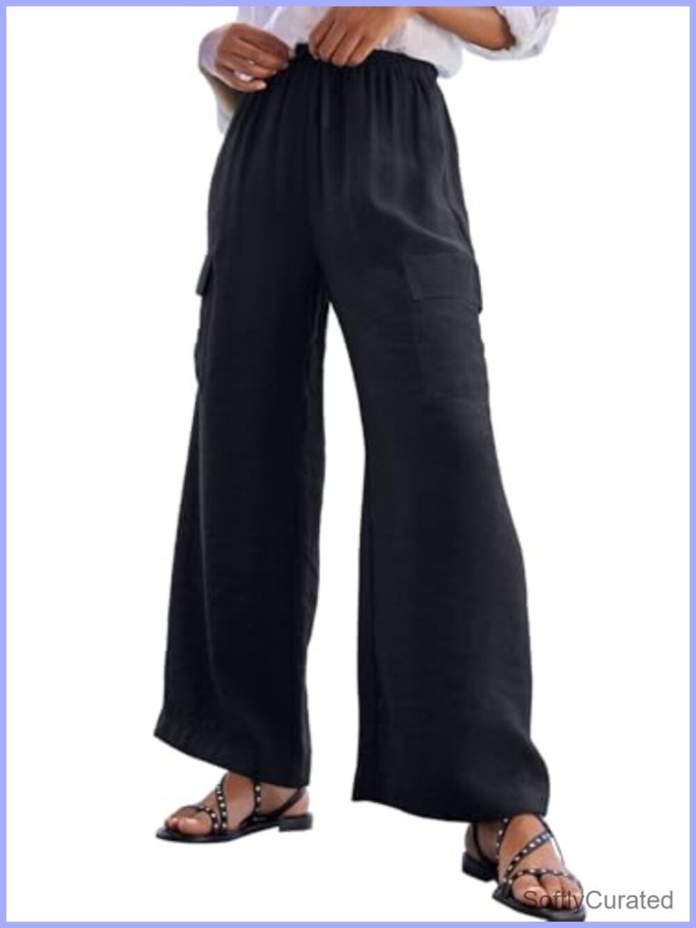 Wide Leg Cargo Pants High Waist Drawstring Lounge Trousers Pockets